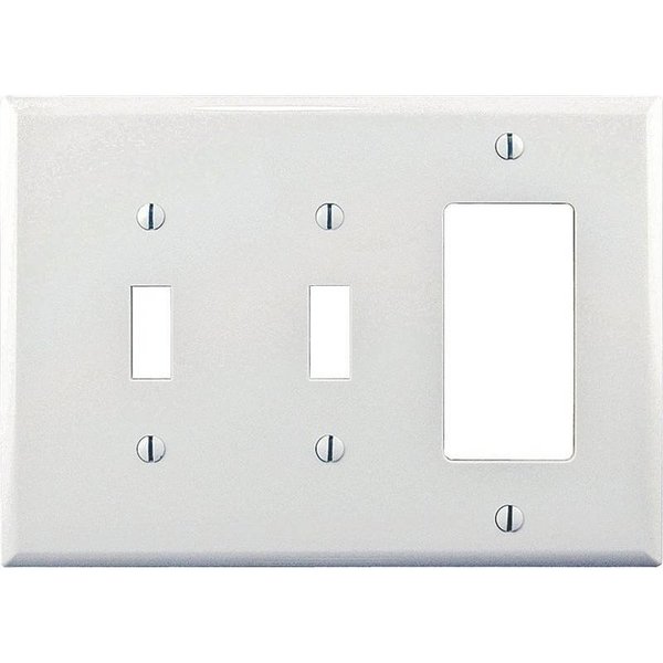 Eaton Wiring Devices Wallplate 3G 2Tgl/Decr Mid Wht PJ226W